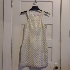 Limit Pulitzer Gold and Natural Checked Dress